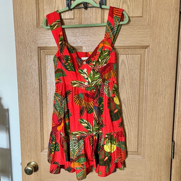 FARM Rio Forest Birds Mini Dress Sleeveless Multicolor Size S - Picture 2 of 5